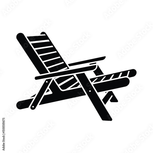 Beach or Lawn Chair Silhouette Vector Icon