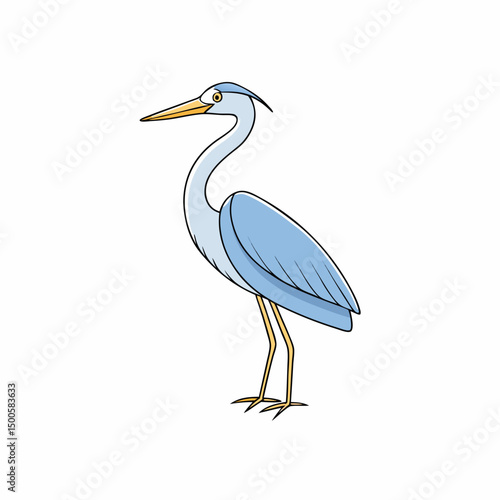 heron on white background