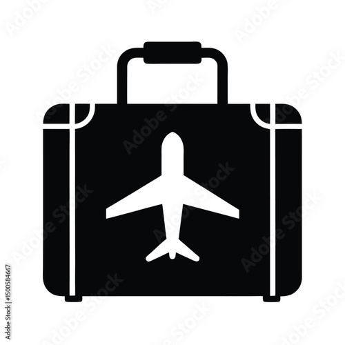 suitcase airplane travel icon vector illustration