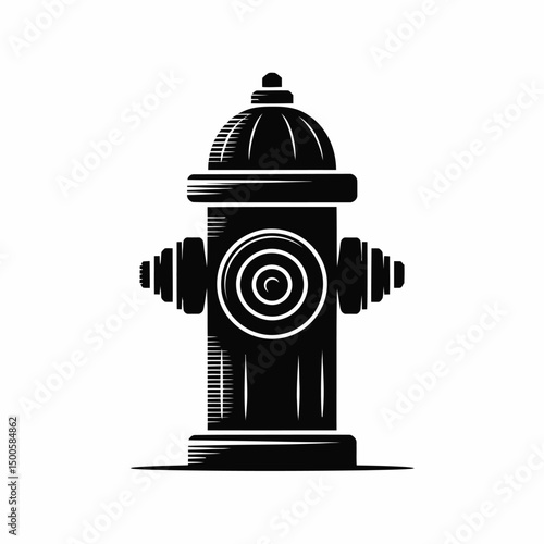 Black and white fire hydrant illustration on a white background