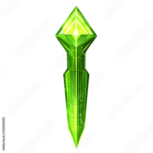 Futuristic Arrow with Angular Facets in Electric Li Isolated on Transparent Background