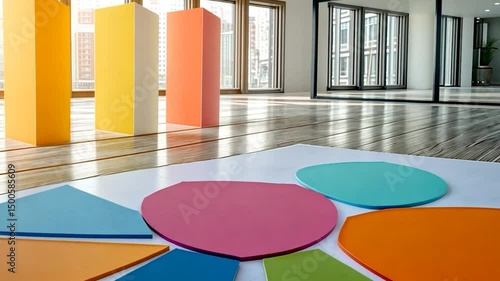 Colorful Pie Chart in Modern Office Setting