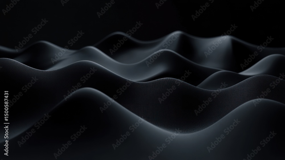 Obraz premium Abstract dark wave forms in three-dimensional space.