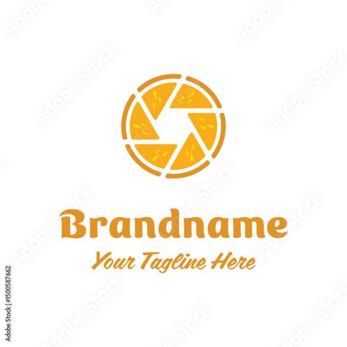 Orange Photography Aperture Logo, symbolizing freshness, fun, and creativity
