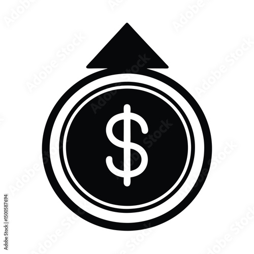 dollar coin arrow up icon vector illustration