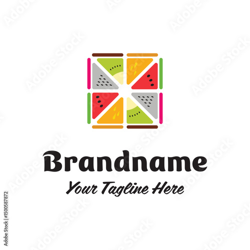 Multiple Square Fruit Juice Logo, symbolizing freshness, fun, and creativity