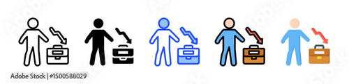 Unemployment Icon Collection With Multiple Styles