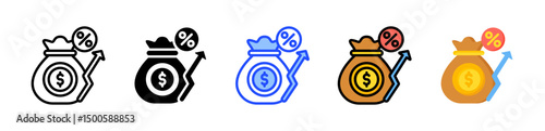 Inflation Rate Icon Collection With Multiple Styles