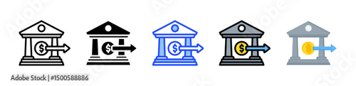 Bank Run Icon Collection With Multiple Styles