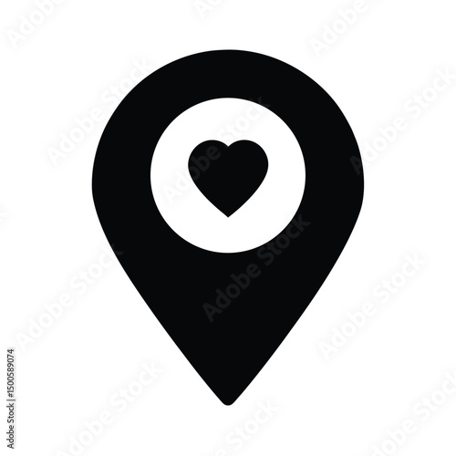 location pin heart icon vector illustration