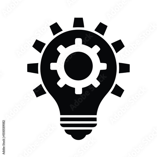 lightbulb gear idea icon vector illustration