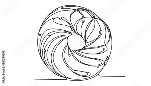 Continuous one single minimal line drawing bagel