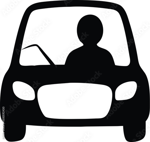 silhouette of a man driving a car