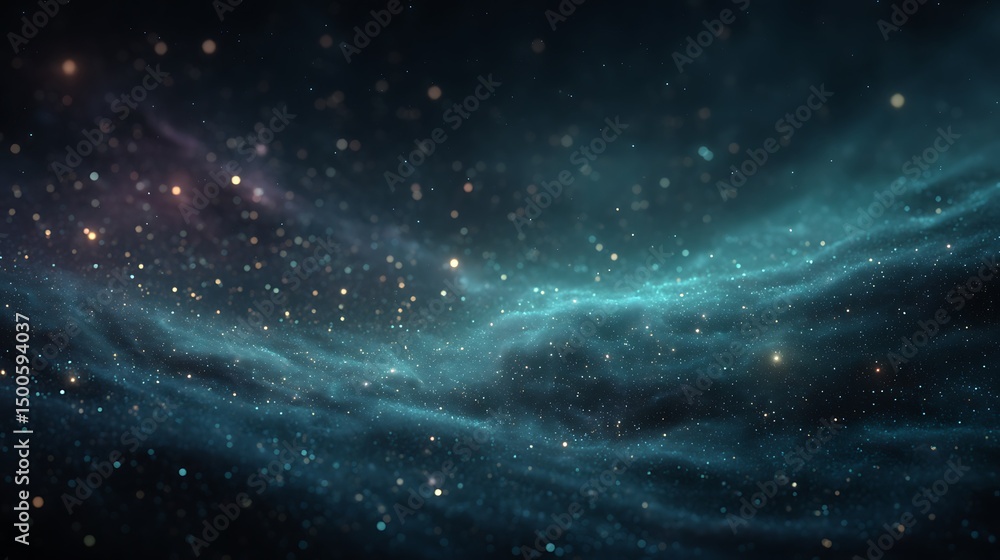 Abstract blue space with glittering stardust and Abstract blue space with glittering stardust and