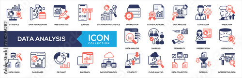 Data Analysis Mixed Color Icon Collection