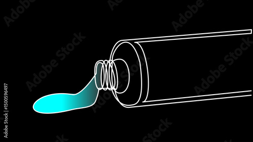 Linear Mint: Sleek One-Line Vector Art of Toothpaste