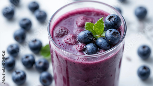 blueberry smoothie with fresh berries