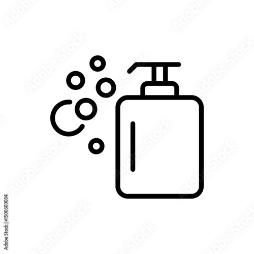 Hand sanitizer bottle line icon. Simple outline style. Sanitation product design for healthcare and safety uses.