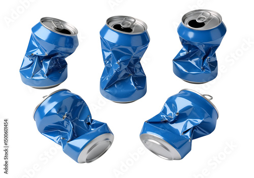 Crushed Blue Aluminum Cans