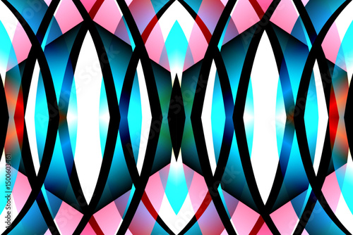 Beautiful glow colour caleidoscope gradient flower line art pattern wallpaper of indonesian traditional abstract batik ethnic dayak ornament for commercial ads