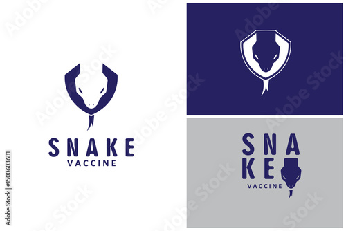 Python snake head shield simple concept logo design vector illustration