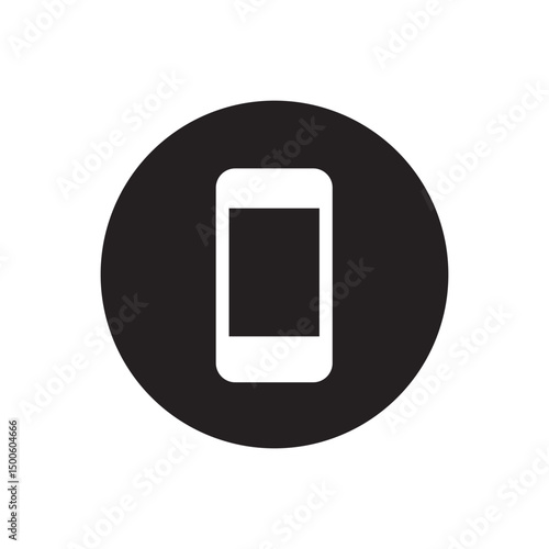 Smartphone button round circle mobile phone. Handphone smart device, technology concept. Black White symbol sign graphic illustration 