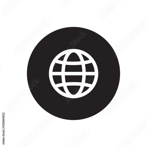 Globe icon symbol. Round buttons. Globe earth, web, website, homepage sign.