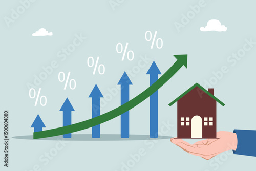 Increased value of real estate. Businessman owner home investment planning real estate business income earning profit Investor thinking strategy.