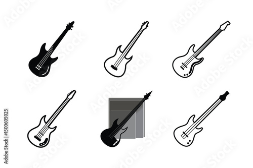 Flat Abstract Bass Guitar Vector Illustration