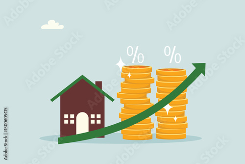 Real Estate Tax Concepts, Investment Planning, Real Estate Interest Rates. Home Purchase Price, Fees, Mortgage, Interest, Rent, Cash, Loans and Home Insurance.