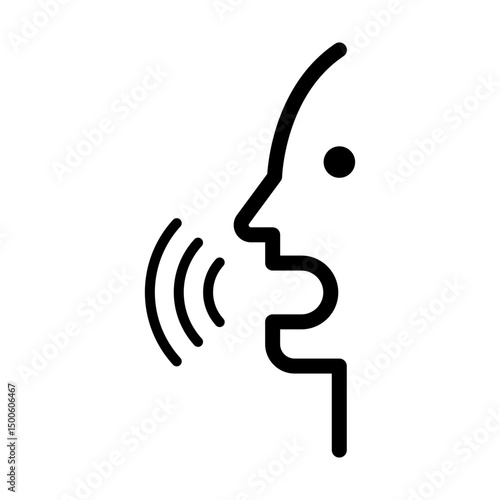 Voice recognition line icon. Simple outline style. Voice control, speak, talk, face, head, answer, logo, man, control, listen, communication, tech concept.