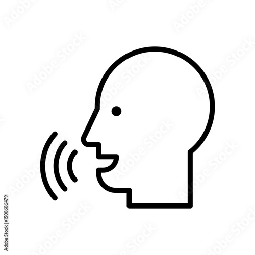 Voice recognition line icon. Simple outline style. Voice control, speak, talk, face, head, answer, logo, man, control, listen, communication, tech concept.
