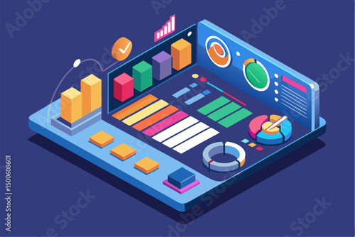 Business person interacting with a futuristic digital marketing interface, showcasing online advertising analytics, data charts, email marketing, and campaign performance metrics on a virtual screen. 