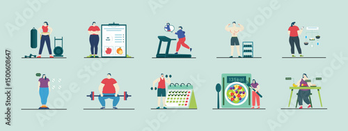 Diet illustration set. Flat vector illustration concept.