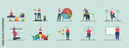 Diet illustration set. Flat vector illustration concept.