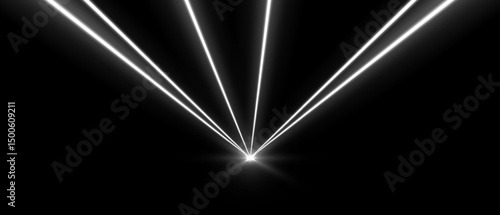 Laser beams, concert or nightclub spotlights light effect. Lasers in motion, abstract perspective background. Vector illustration.