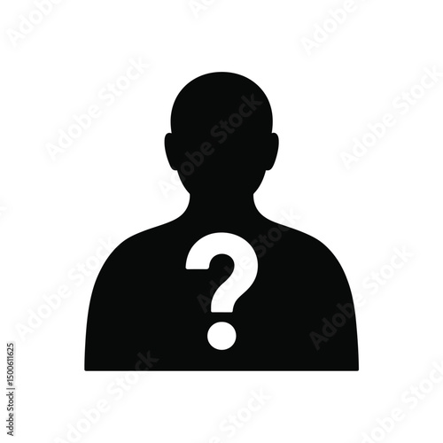 Silhouette of a person with a question mark on their chest