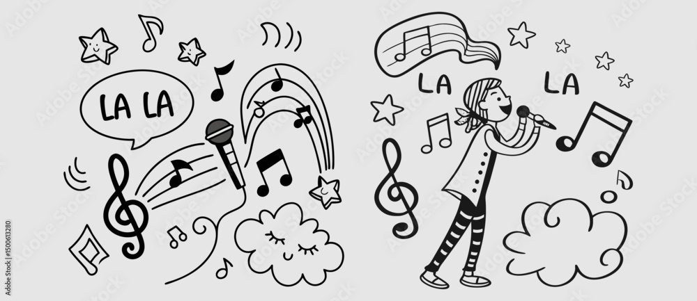 Fototapeta premium Music notes icon set isolated on transparent background. Music notes symbol png vector eps file.