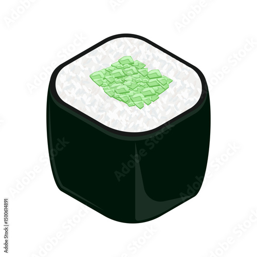 seaweed maki sushi isometric illustration