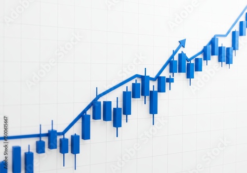 Upward Trend Illustration Showing Financial Growth in Blue and White