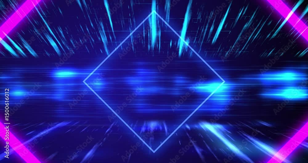 Cyber synthwave 3d rhombus squares moving geometric lines data visuals 4K. Space time travel loop opening of portal. Neon retro sci-fi movie virtual game mood. Big data light speed flow speed trail. Cyber synthwave 3d rhombus squares moving geometric lines data visuals 4K. Space time travel loop opening of portal. Neon retro sci-fi movie virtual game mood. Big data light speed flow speed trail.