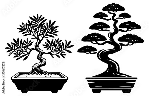 Bonsai Tree Sketch Drawing.