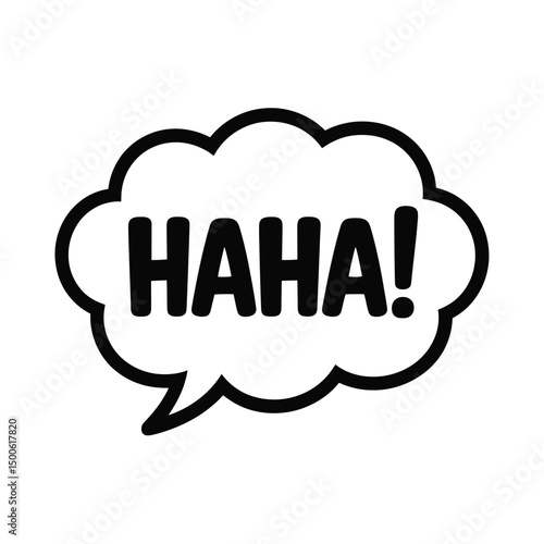 Bold Black Haha Speech Bubble Graphic Illustration