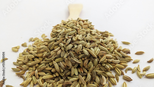Photography On a white background, fennel seeds