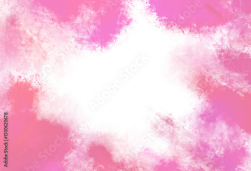 Pink watercolor splashes frame a white canvas. Abstract background for header poster banner backdrop design