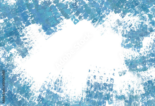 Azure brushstrokes frame ethereal expanse. Abstract background for header poster banner backdrop design