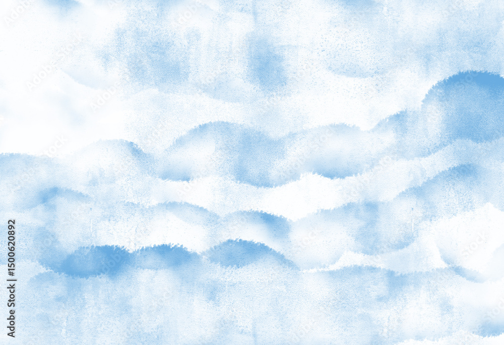 Fototapeta premium Blue sky watercolor mountain range. Abstract background for header poster banner backdrop design