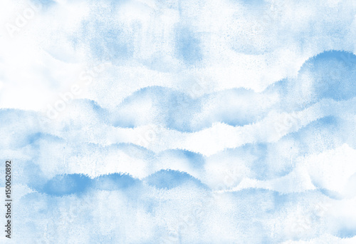 Blue sky watercolor mountain range. Abstract background for header poster banner backdrop design