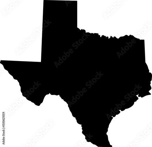 Texas state map outline solid black simple geographical location Lone Star State region boundary