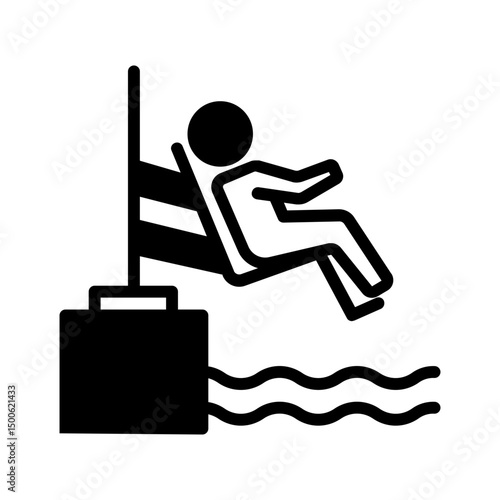Vector solid black icon for Pool hoist